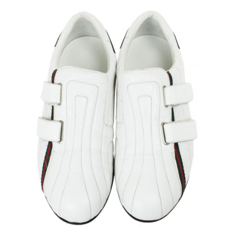 Pre Owned Gucci White Leather Velcro Sneakers Size 41