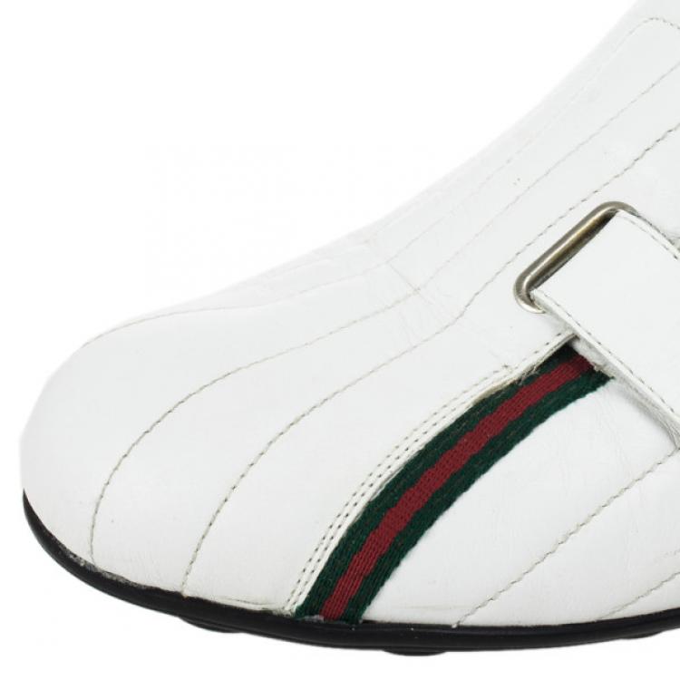 Pre Owned Gucci White Leather Velcro Sneakers Size 41