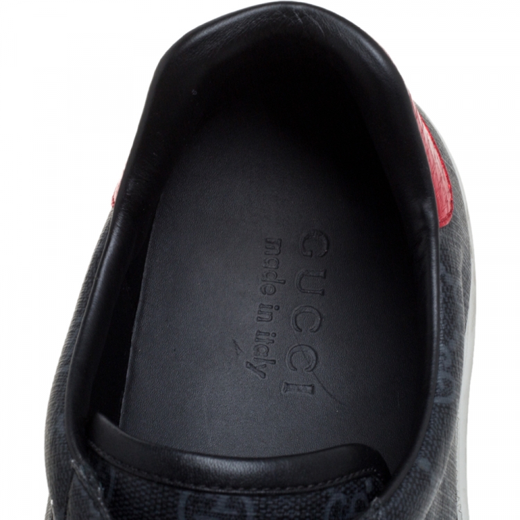 Pre Owned Gucci Grey GG Supreme Canvas Web Ace Low Top Sneakers Size 43.5