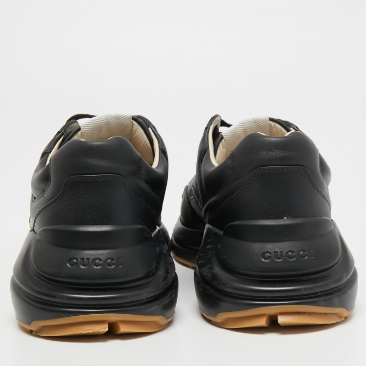 Pre Owned Gucci Black Leather Rhyton Sneakers Size 40.5