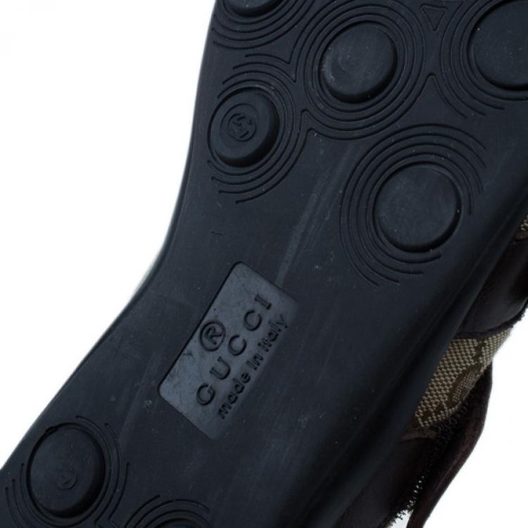 Pre Owned Gucci Guccissima Canvas and Leather Velcro Sneakers Size 43.5