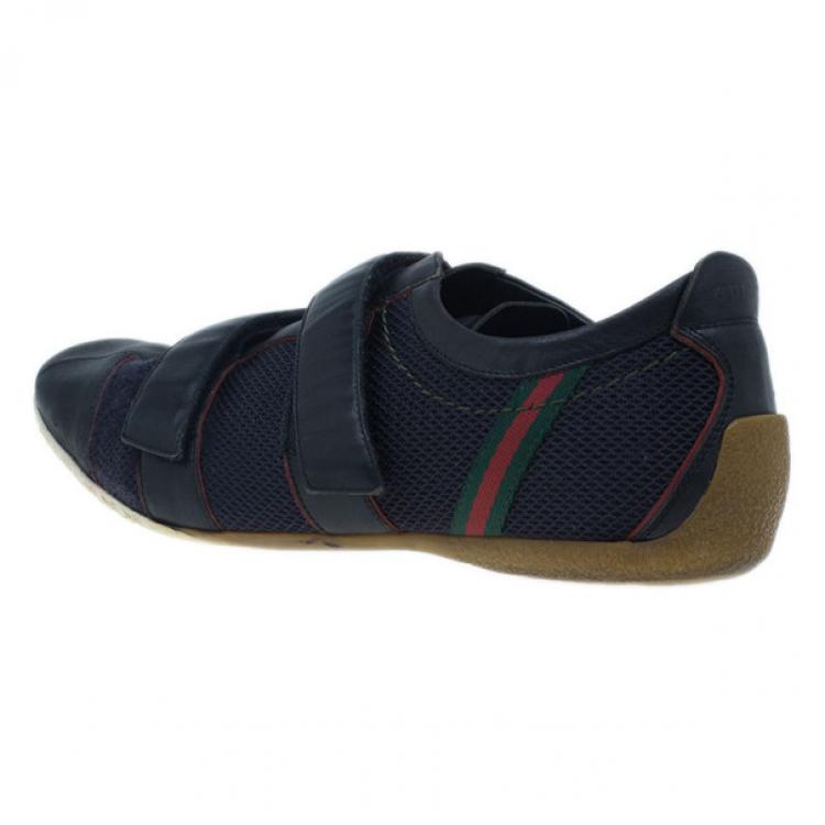 Pre Owned Gucci Black Mesh Velcro Sneakers Size 43.5