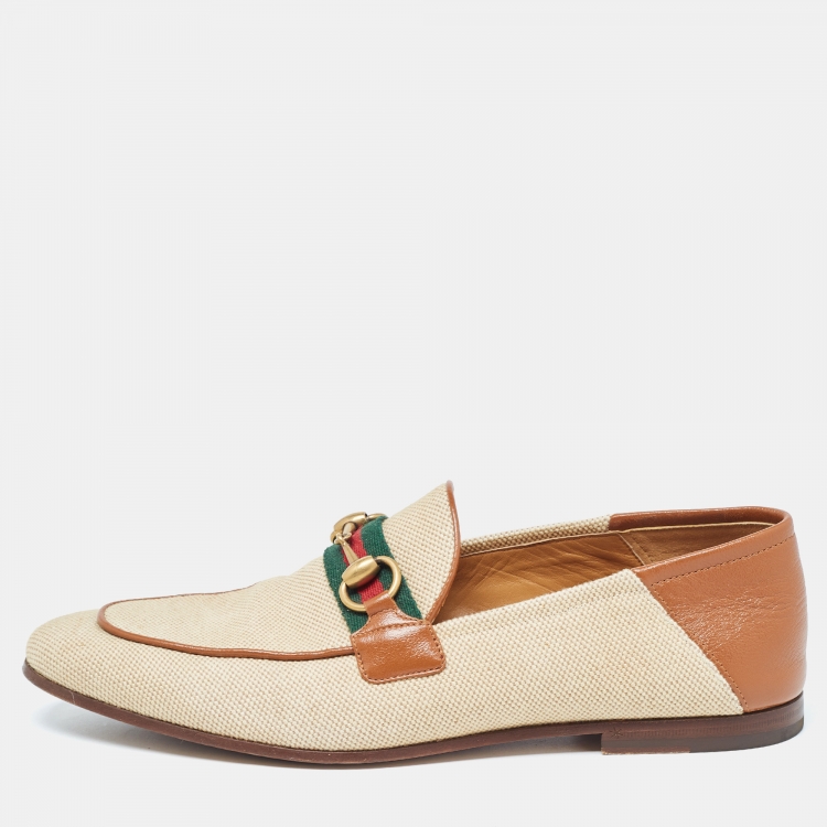 Gucci leather sale web horsebit loafer