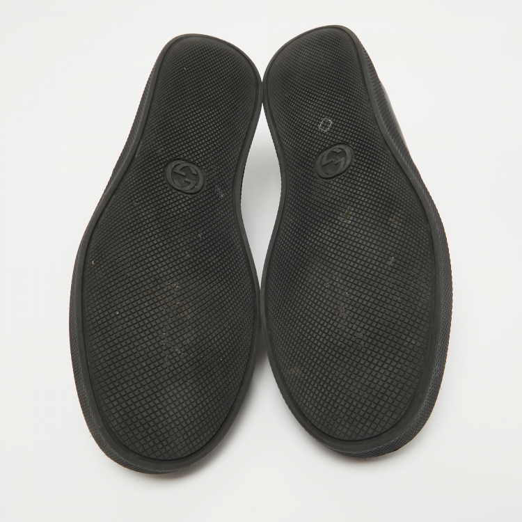 Pre Owned Gucci Black GG Coated Canvas and Leather Slip On Sneakers Size 41.5