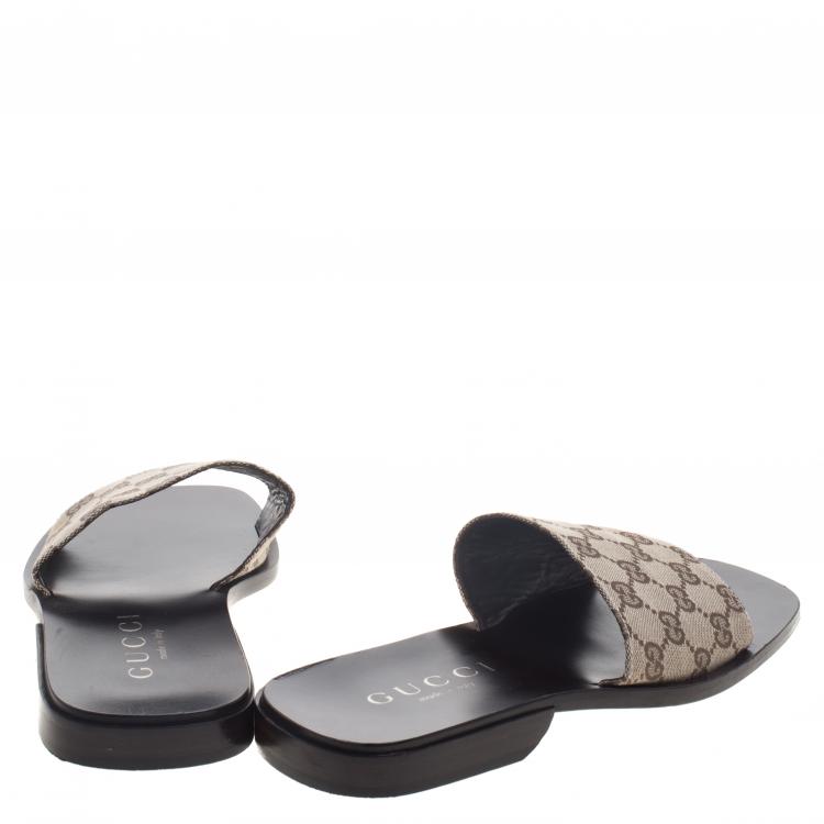 Pre Owned Gucci Beige GG Canvas Sandals Size 42