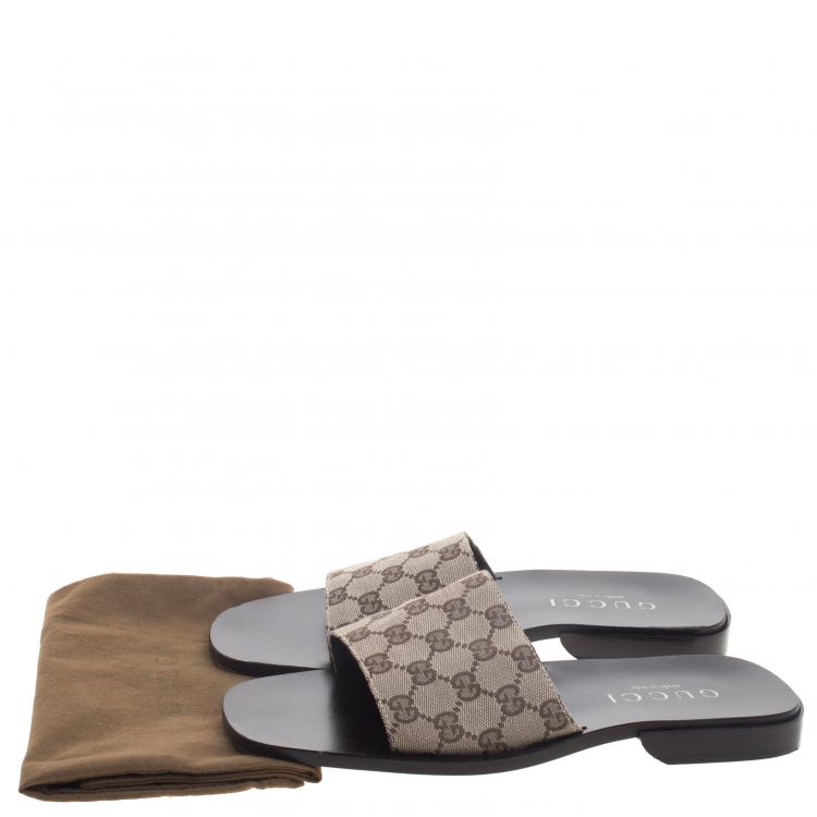 Pre Owned Gucci Beige GG Canvas Sandals Size 42