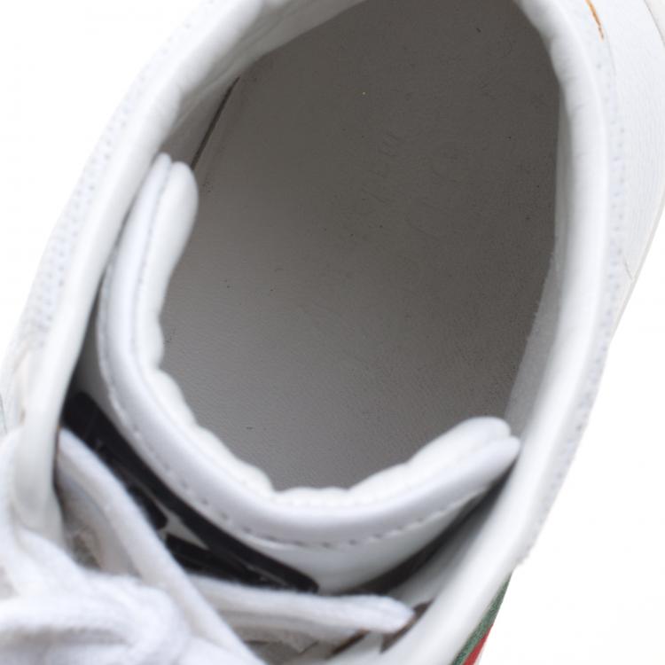 Pre Owned Gucci White Leather Web Detail High Top Sneakers Size 40