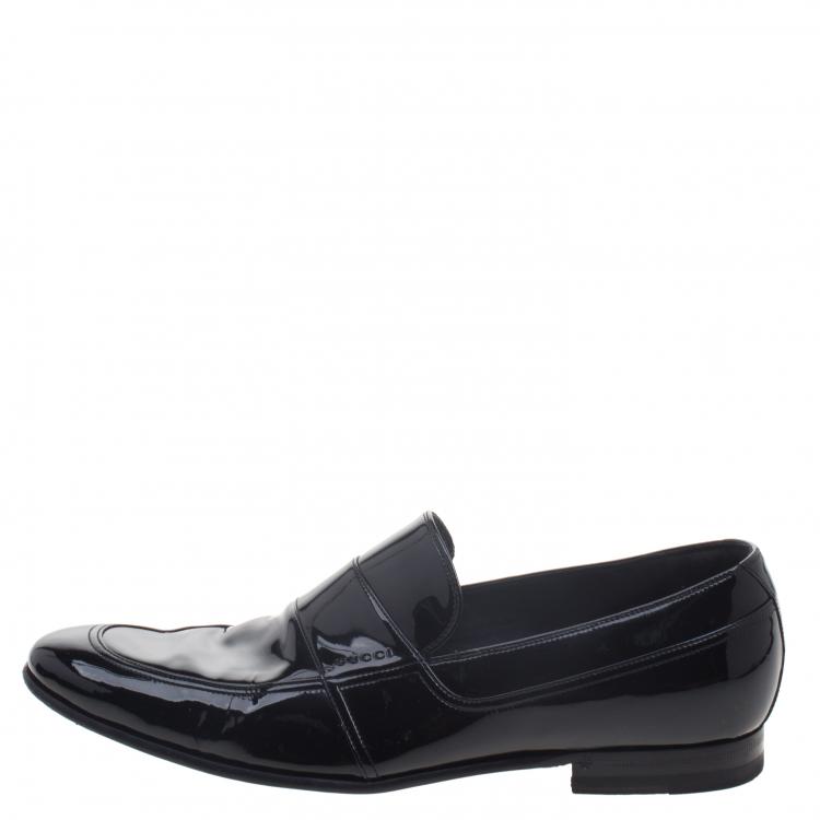 Pre Owned Gucci Black Patent Leather Loafers Size 40