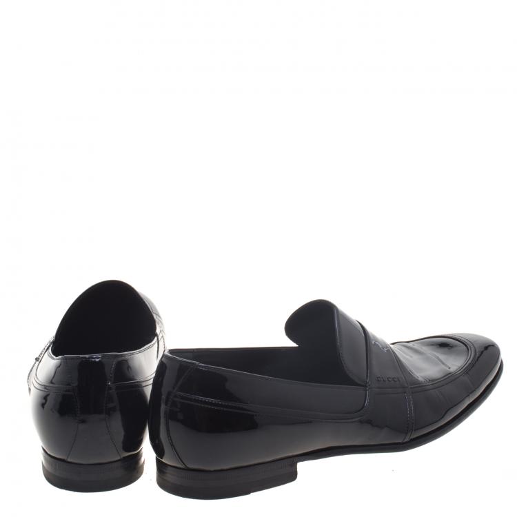 Pre Owned Gucci Black Patent Leather Loafers Size 40