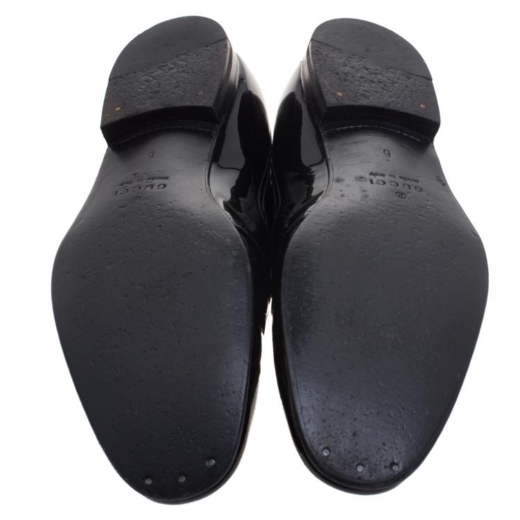 Pre Owned Gucci Black Patent Leather Loafers Size 40