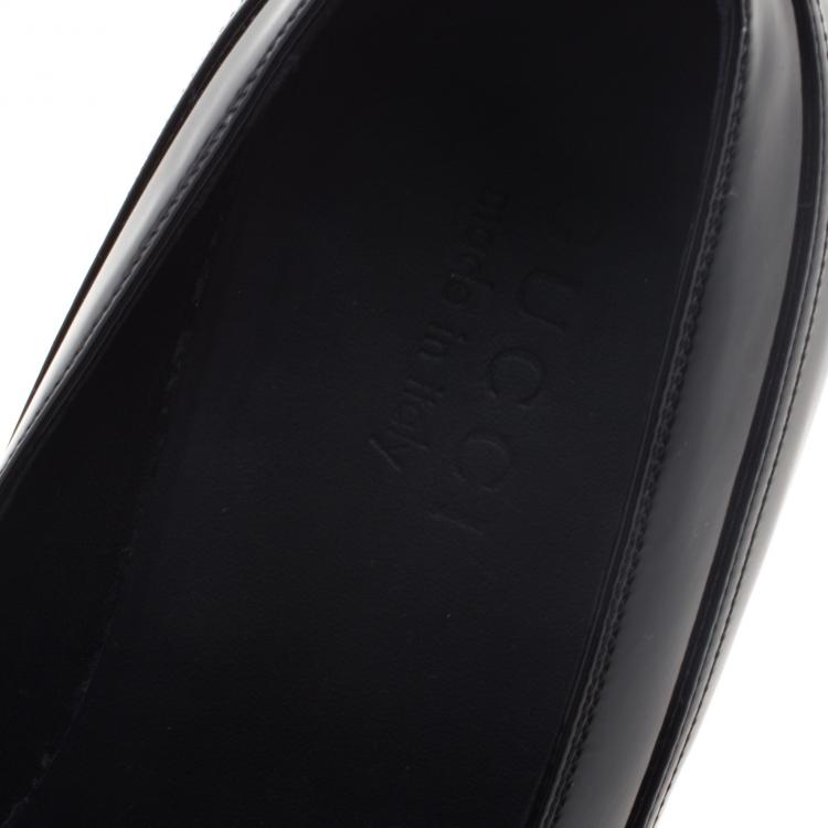 Pre Owned Gucci Black Patent Leather Loafers Size 40