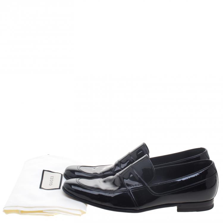 Pre Owned Gucci Black Patent Leather Loafers Size 40