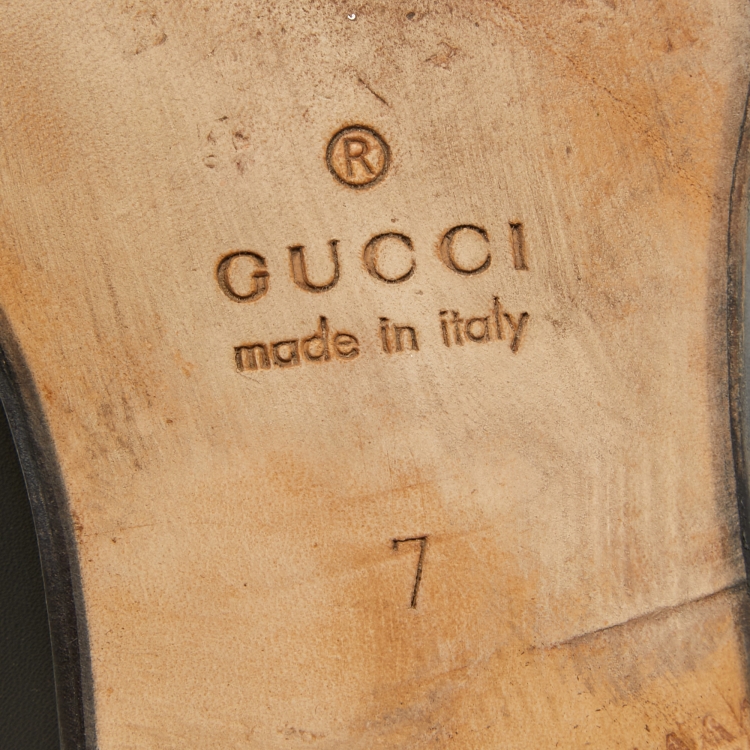 Pre Owned Gucci Black Leather Interlocking G Loafers Size 41
