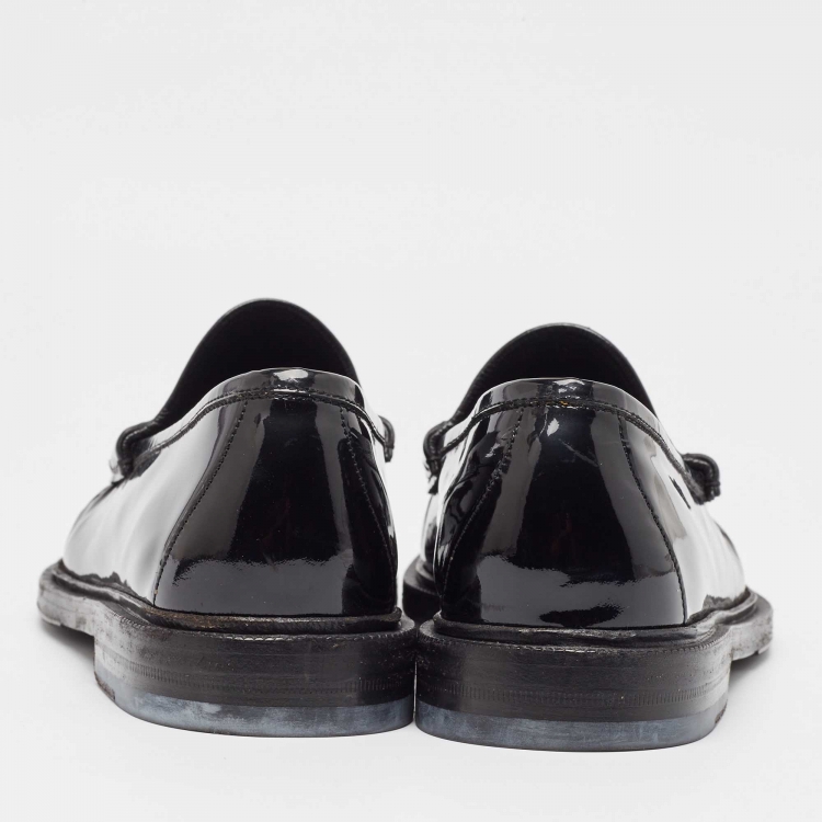 Pre Owned Gucci Black Patent Leather Horsebit Loafers Size 42.5