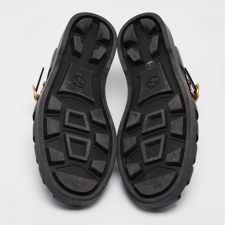 مملوكة مسبقًا Gucci Black Rubber Buckle Strap Sandals Size 42