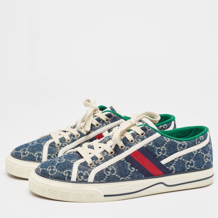 Pre Owned Gucci Blue Denim Tennis 1977 Sneakers Size 42