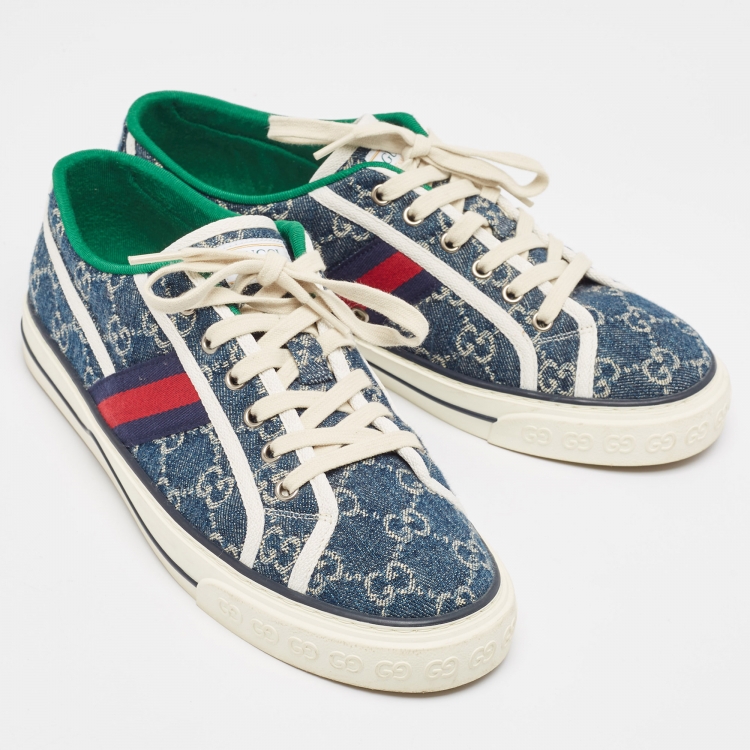 Pre Owned Gucci Blue Denim Tennis 1977 Sneakers Size 42