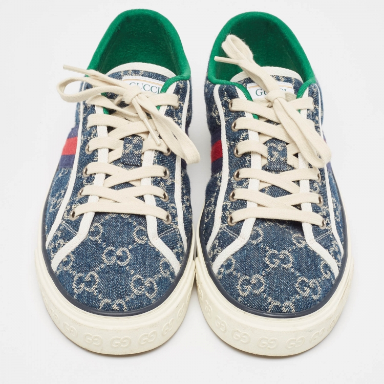 Pre Owned Gucci Blue Denim Tennis 1977 Sneakers Size 42