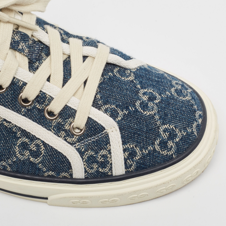 Pre Owned Gucci Blue Denim Tennis 1977 Sneakers Size 42