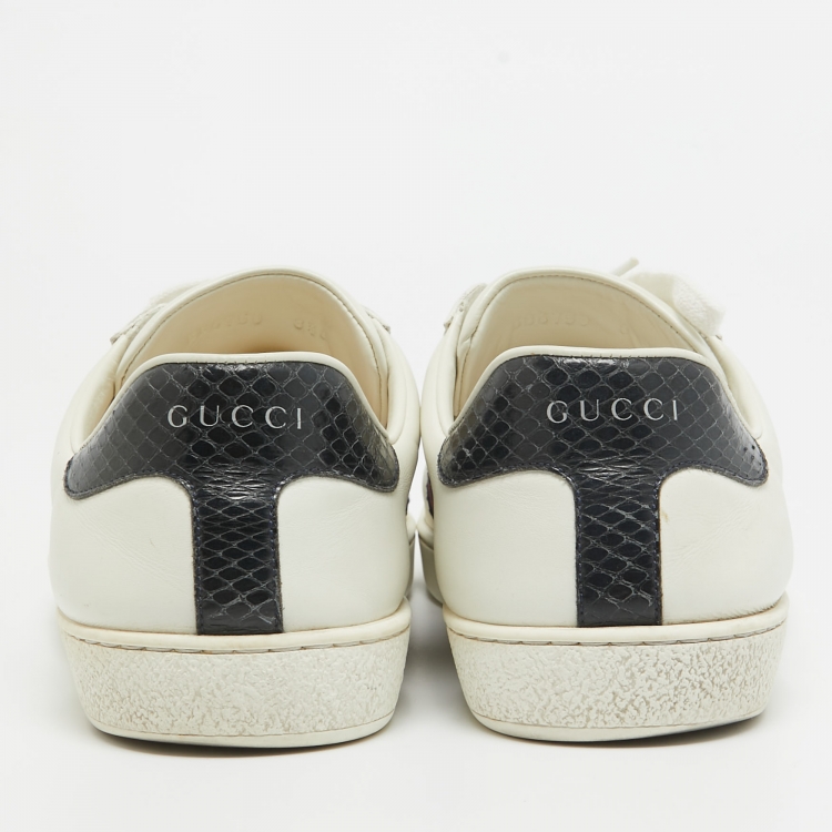 Pre Owned Gucci White Leather Web Ace Sneakers Size 42.5
