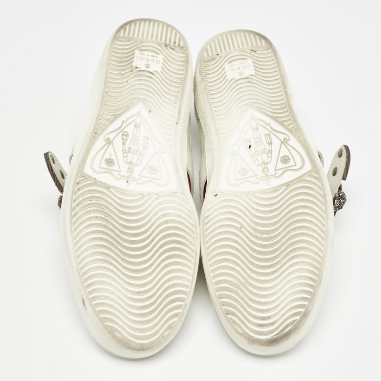 Pre Owned Gucci White Leather Dionysus Buckle Ace Sneakers Size 42