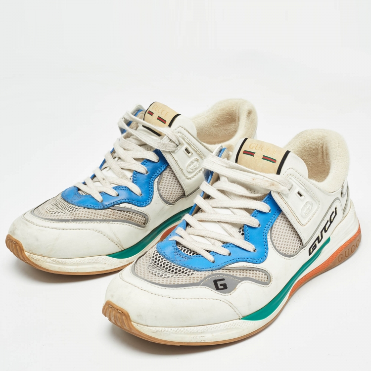 Pre Owned Gucci Multicolor Leather and Mesh Ultrapace Sneakers Size 46.5