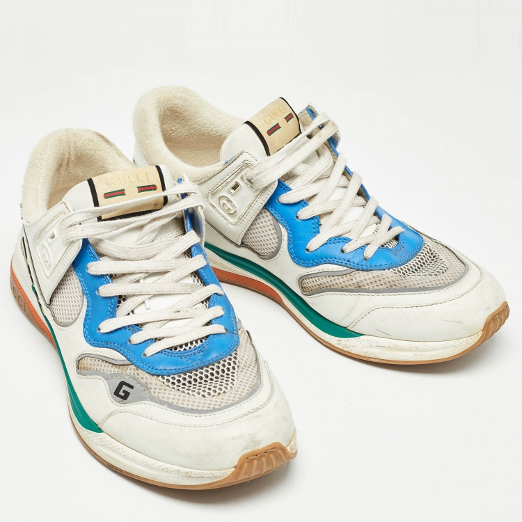 Pre Owned Gucci Multicolor Leather and Mesh Ultrapace Sneakers Size 46.5