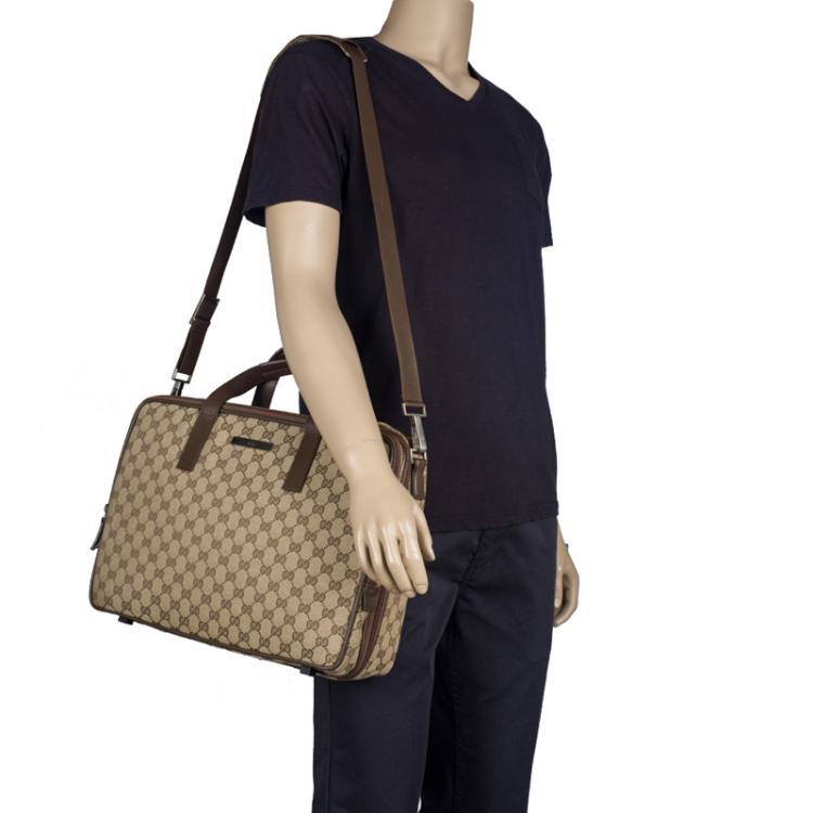 Pre Owned Gucci Brown/Beige GG Canvas Briefcase