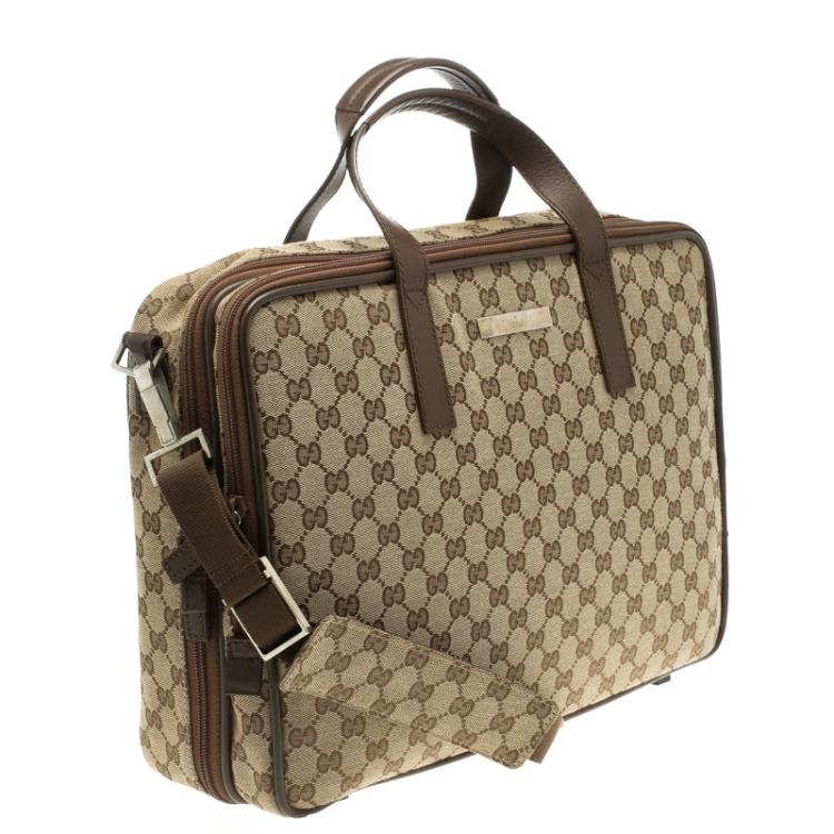Pre Owned Gucci Brown/Beige GG Canvas Briefcase