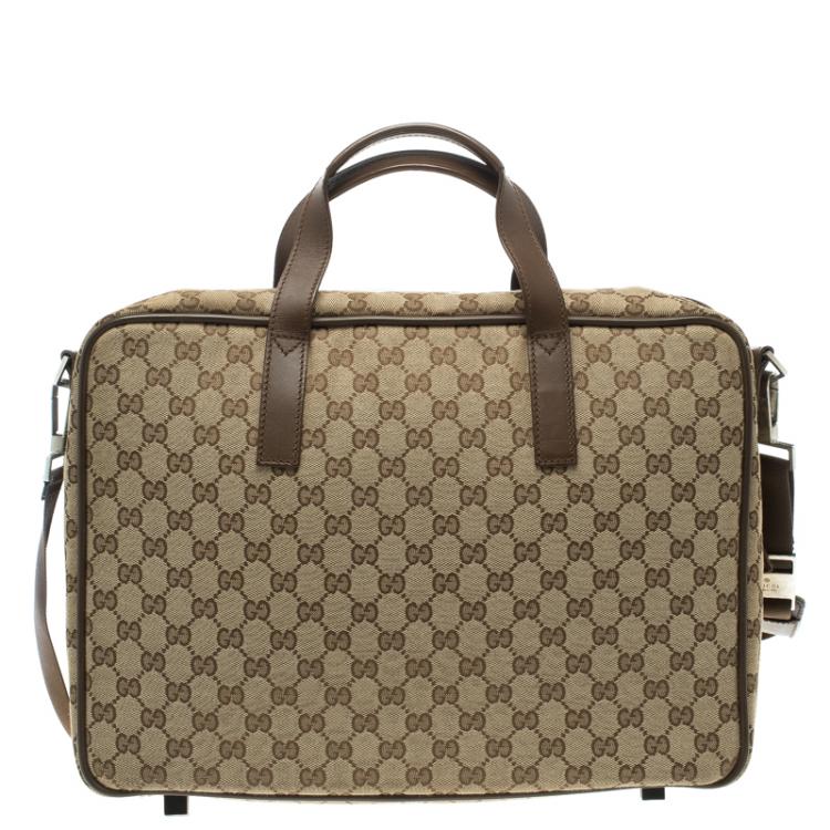 Pre Owned Gucci Brown/Beige GG Canvas Briefcase