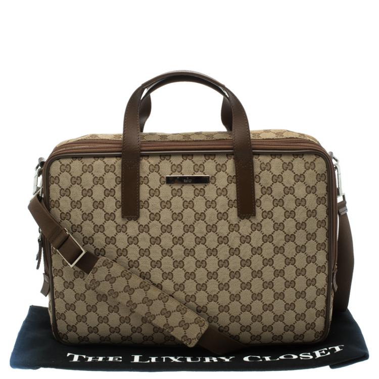Pre Owned Gucci Brown/Beige GG Canvas Briefcase
