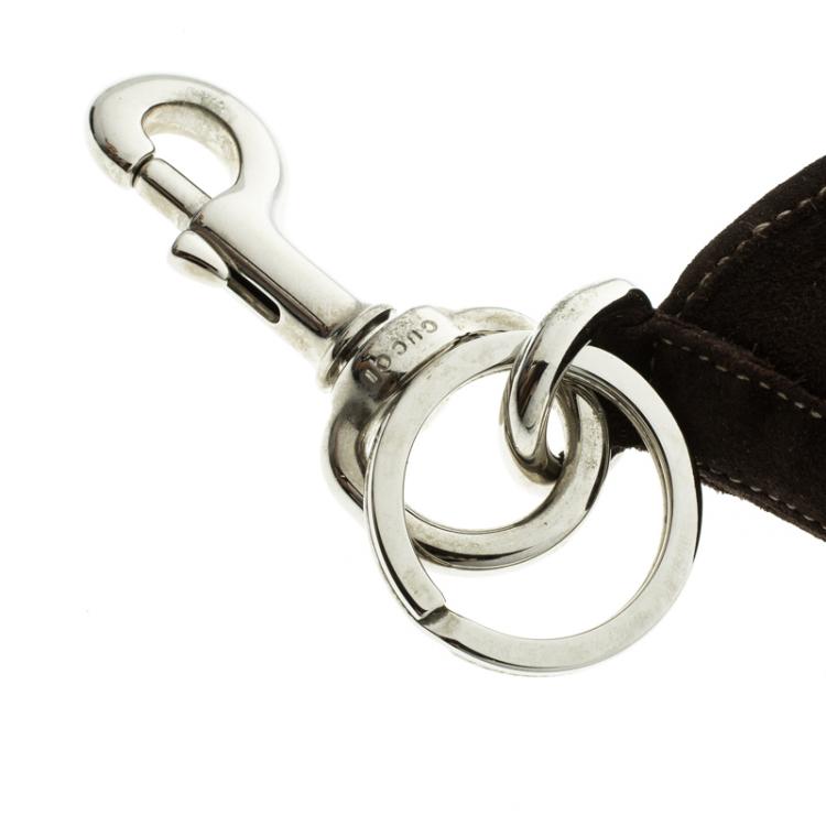 Pre Owned Gucci Brown Moccassin Silver Tone Bag Charm 
