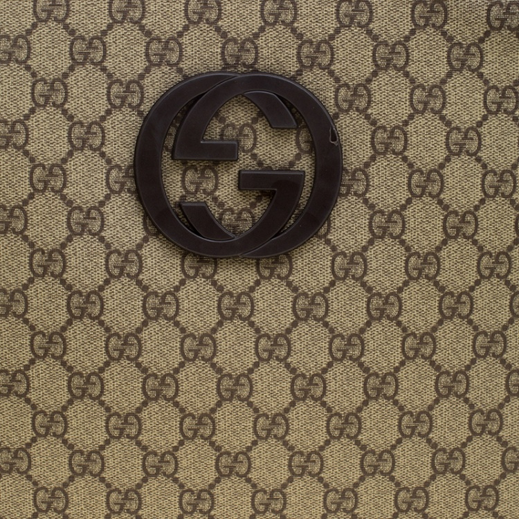مملوكة مسبقًا Gucci Beige GG Supreme Canvas Interlocking GG Netbook Case