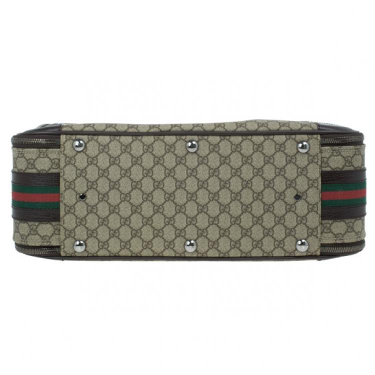 Pre Owned Gucci Beige GG Coated Canvas Boston Travel Bag