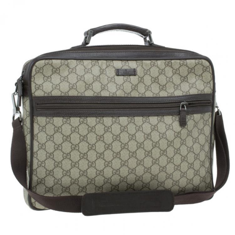Pre Owned Gucci Brown GG Coated Canvas and Leather Medium Briefcase