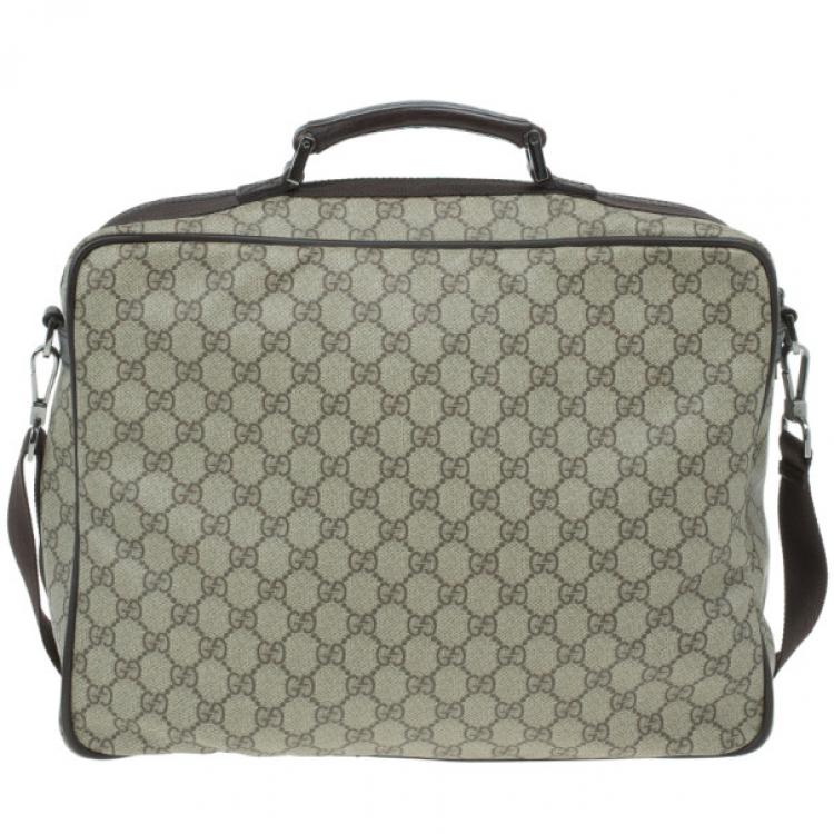 Pre Owned Gucci Brown GG Coated Canvas and Leather Medium Briefcase
