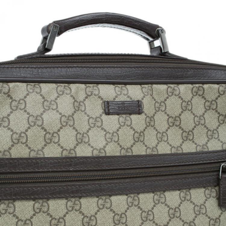Pre Owned Gucci Brown GG Coated Canvas and Leather Medium Briefcase