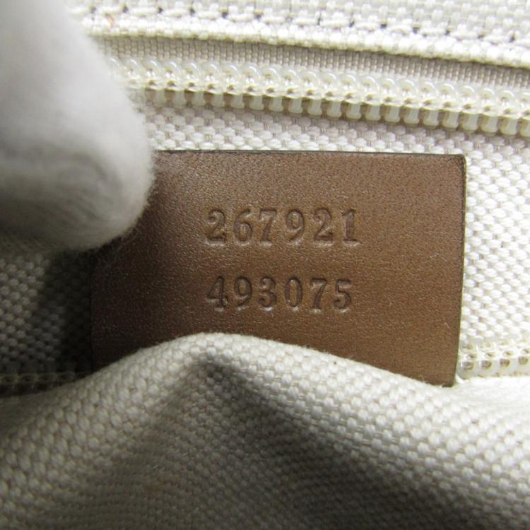 Pre Owned Gucci Beige/Brown Diamante Canvas Clutch Bag