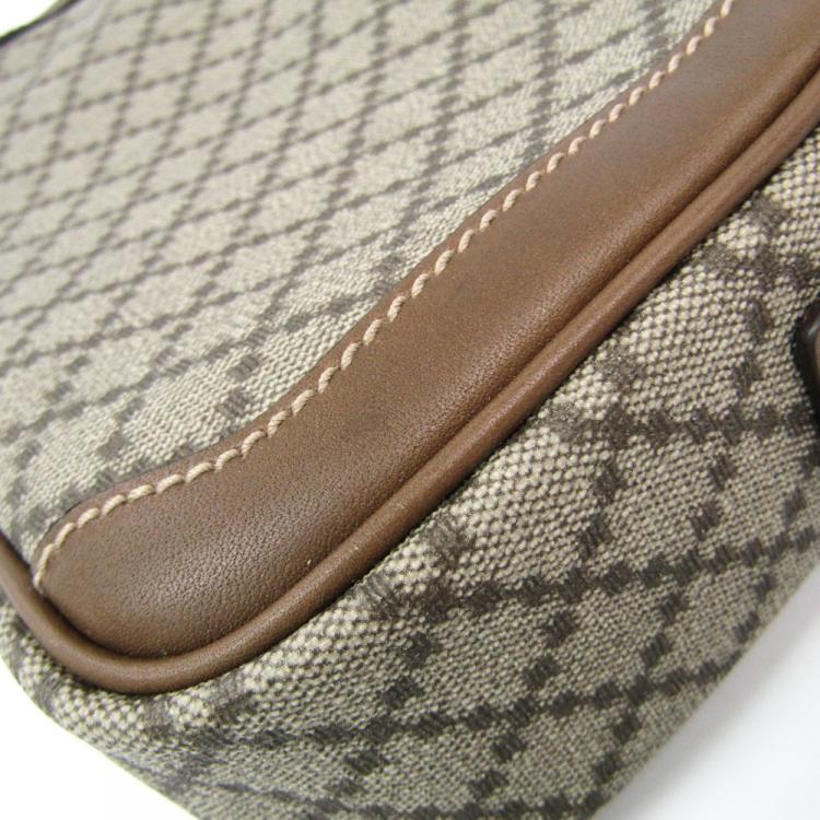 Pre Owned Gucci Beige/Brown Diamante Canvas Clutch Bag