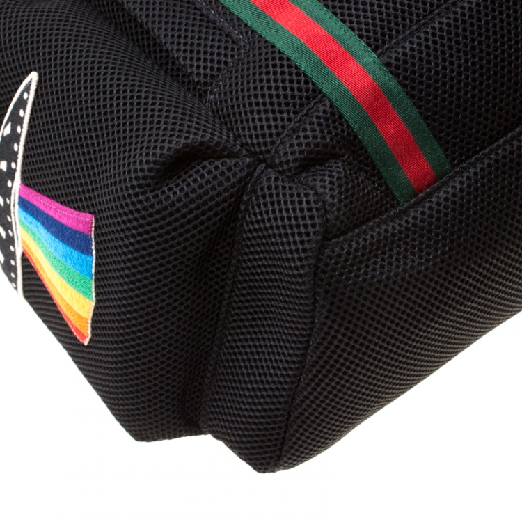 Pre Owned Gucci Black Mesh Embroidered Hollywood Backpack 
