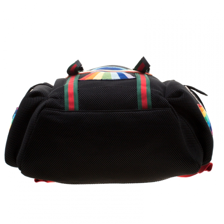 Pre Owned Gucci Black Mesh Embroidered Hollywood Backpack 