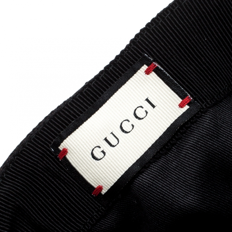 Pre Owned Gucci Black Guccissima Canvas Web Detail Baseball Cap L