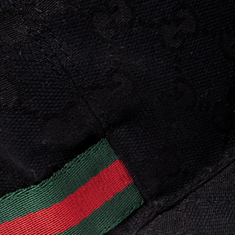 Pre Owned Gucci Black Guccissima Canvas Web Detail Baseball Cap L