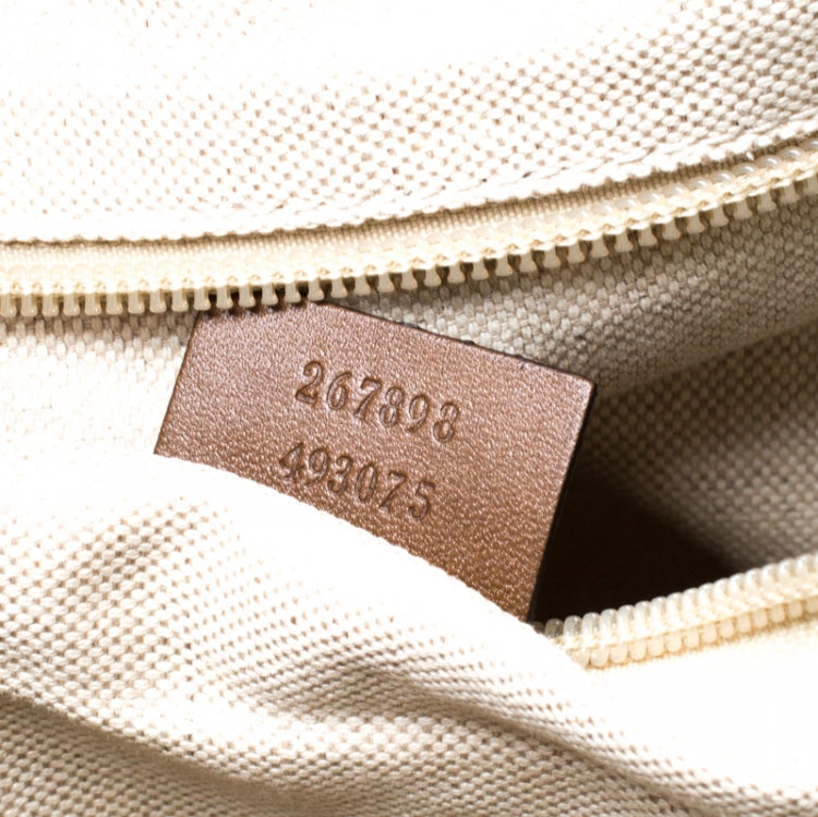 Pre Owned Gucci Beige/Tan Diamante Canvas and Leather Zip Pocket Briefcase