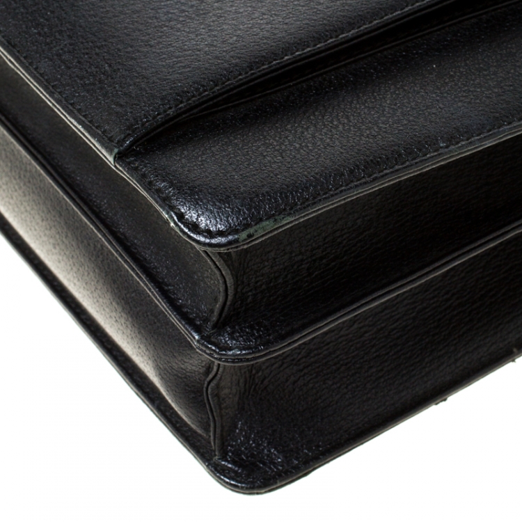 Pre Owned Gucci Black Leather Document Briefcase