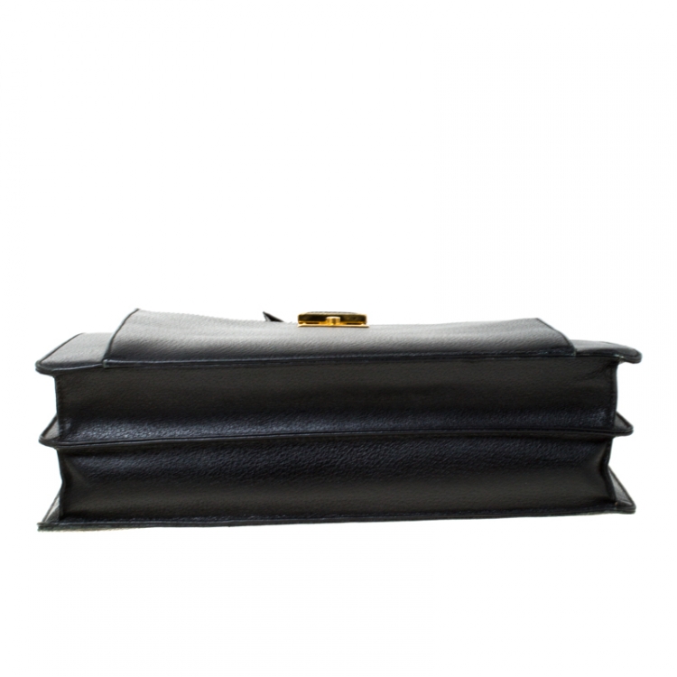 Pre Owned Gucci Black Leather Document Briefcase