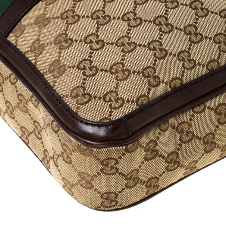 Pre Owned Gucci Beige/Ebony GG Monogram Web Canvas and Leather Briefcase