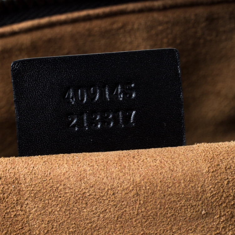 Pre Owned Gucci Black Leather and Canvas Web Slim Briefcase