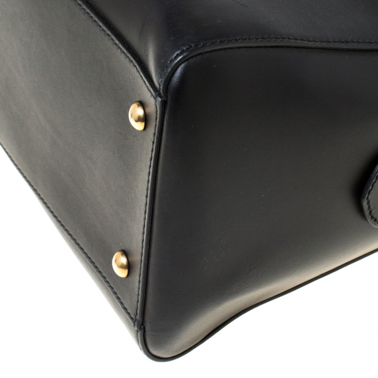 Pre Owned Gucci Black Leather and Canvas Web Slim Briefcase