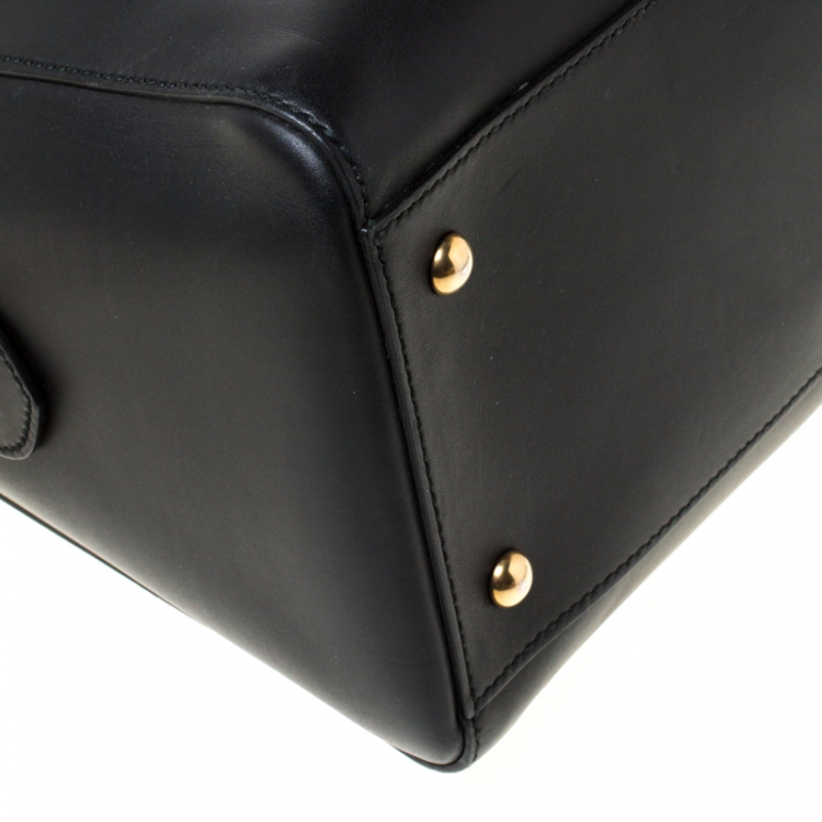 Pre Owned Gucci Black Leather and Canvas Web Slim Briefcase
